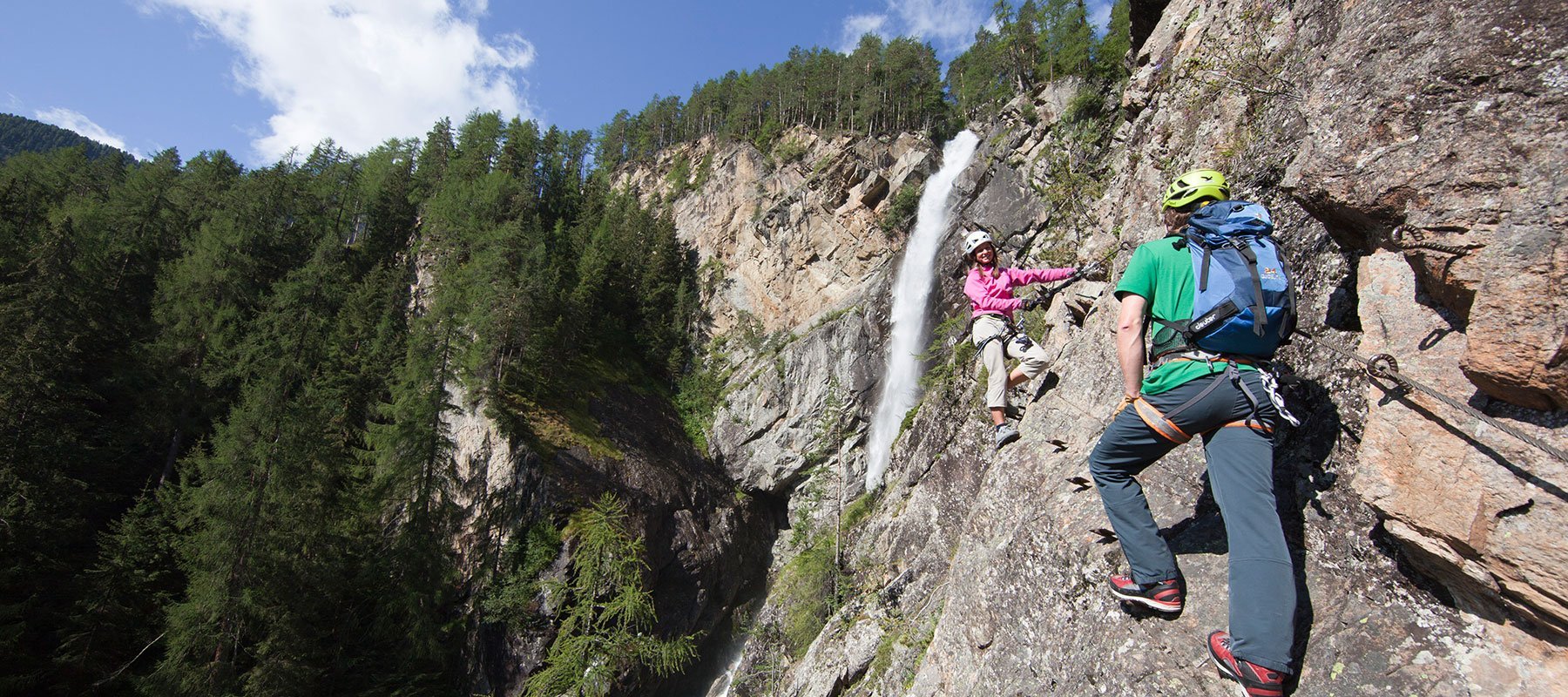 Klettern am Lehner Wasserfall